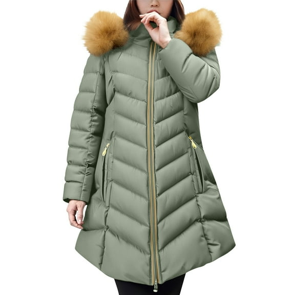 Aoiroe Heavy Winter Coats For Women Women'S Plus Size Winter Coats Long Puffer Jacket Womens Plus Size Coat Long Winter Coats For Women Oversized Casual Loose Solid Winter Coat Blackish Green 3XL
