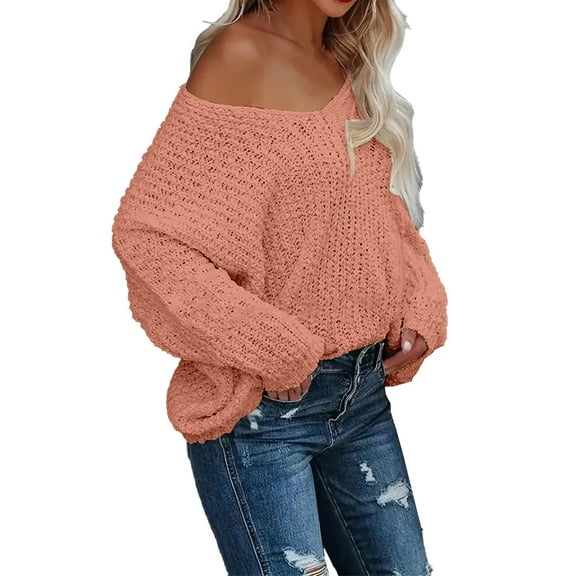 Aoiroe Rhombus Pattern Sweater Crewneck Sweater Women Long Sweater Pullover Sweaters For Women Comfort Color Sweatshirts Womens Pullover Womens V Neck Sweater Pink S