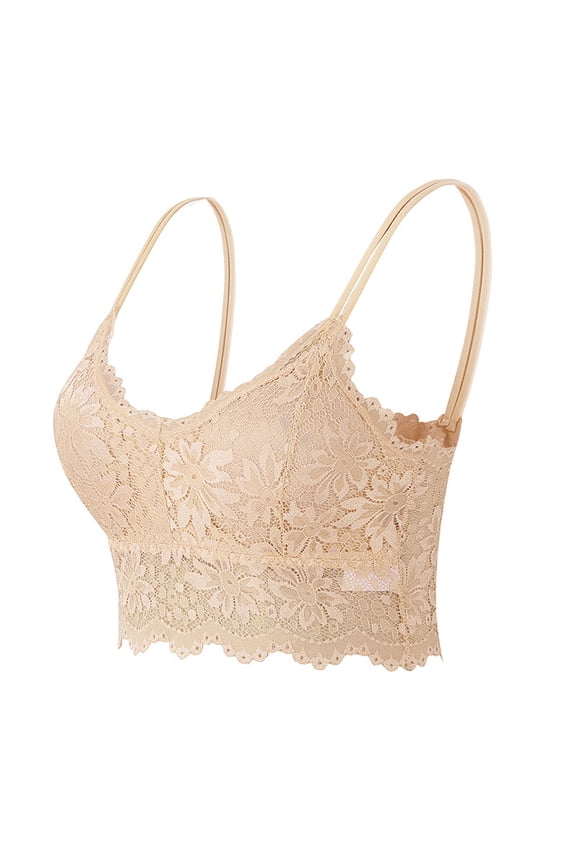 Lace Bralette for Women Workout Bras Lace Modesty Panel Going Out Slim Crop Top Racerback Crop Top Lightweight Bralette Lace Wireless Bra Slim Basic Camisoles Beige