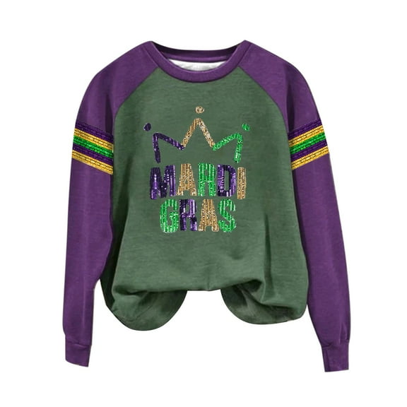 Aoiroe Long Sleeve Shirts For Women Long Sleeve Print Crew Neck Sweater Womens Pullover Sweatshirt Ladies Sweatshirts Print Sweatshirt Hoodies For Women Ladies Hoodies Pullover Green L