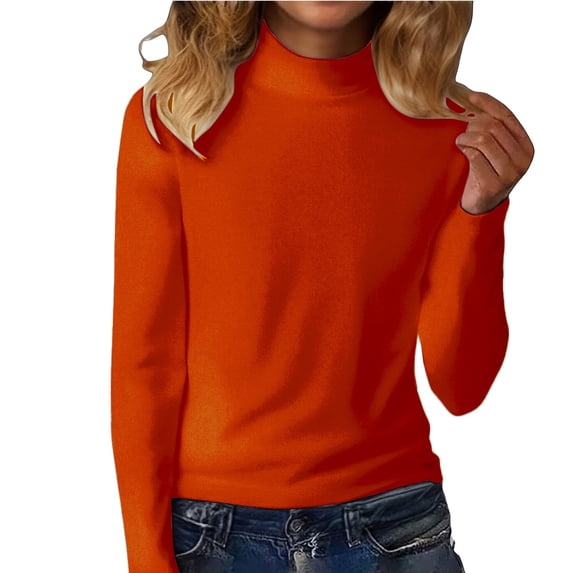 Aoiroe Long Sleeve Thermal Shirt for Women,Tops To Wear With Skirts Business Casual Fall Outfits 2026 Trendy Autumn Knit Pullover Tops Slimming Tops for Women Y2k Clothes Yellow 2XL