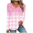 thumbnail image 1 of Aoiroe Long Sleeve Tops Holiday Party Tops For Women Womens Fitted Tshirt Shirts For Women Long Sleeve T Shirts For Women Loose Fit Women'S Tops, Tees & Blouses Dressy Tops For Women Pink M, 1 of 5