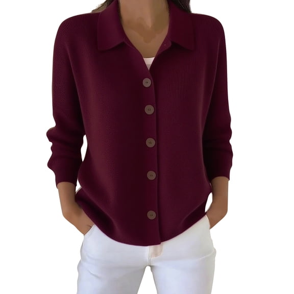 Aoiroe Loose Cardigan,Fall Basic Clothes 2025,Long Sleeve Tops For Women,Fashion Clothing,Fall Fashion Must Haves,,Oversized Sweater,Wine,2XL