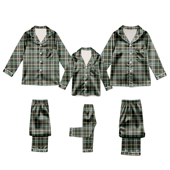 Aoiroe Matching Family Pajamas Christmas Matching Christmas Pajamas Christmas Family Pajamas Long Pajamas for Men Set Cotton Pajamas for Men Matching Christmas Pajamas for Couples Dad—Green L