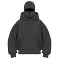 thumbnail image 1 of Aoiroe Men's Balaclava Hoodie Half Zipper Jacket Double Hooded Sweatshirt Wind Resistant Athletic Coat Dark Gray 2XL, 1 of 4