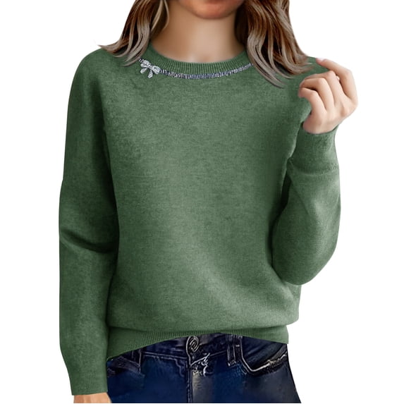 Aoiroe Mock Neck Tops for WomenLoose Long Sleeve Tops for Fall, Work to Weekend Shirts for Workout & Casual, Y2K Clothes, Womens Sweaters 2026 Casual Crewneck, Green L