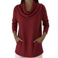 thumbnail image 1 of Aoiroe Office Tops For Women Work,Work Clothes For Women 2025,Casual Sweatshirt Tops,Cowl Neck Tunic Tops For Women,Womens Cowl Neck Sweater,Tops For Women,Office Business Dressy,Red,5XL, 1 of 7