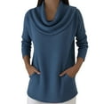thumbnail image 1 of Aoiroe Office Tops For Women Work,Work Clothes For Women 2025,Casual Sweatshirt Tops,Cowl Neck Tunic Tops For Women,Womens Cowl Neck Sweater,Tops For Women,Office Business Dressy,Blue,L, 1 of 7