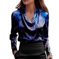 thumbnail image 1 of Aoiroe Satin Blouses for Women,Long Sleeve Shirts for Women Casual Winter Tops for Women V Neck Long Sleeve Work Shirts Beach Vacation Blouses Clothes Y2k Tops Dark blue S, 1 of 4