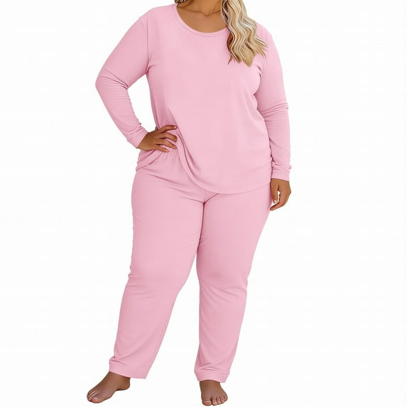 Aoiroe Thermal Underwear for Women,Women Cold Weather Top Bottom Women Soft Pajama Set for Cold Weather Long Sleeve Top & Leggings Long Johns for Cold Weather Pink XL