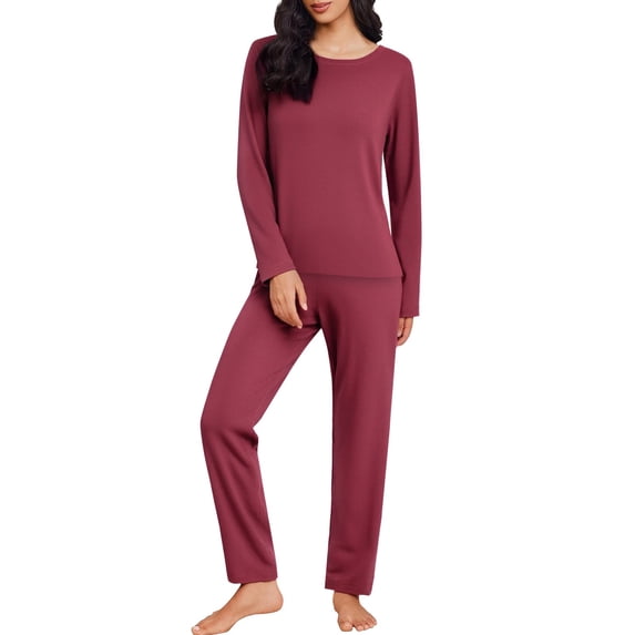 Aoiroe Two Piece Sets For Women Womens Long Underwear Thermal Underwear For Women Fleece Thermals For Women Outfits For Women Casual Outfits For Women Comfy Sets For Women Clothing Red XL
