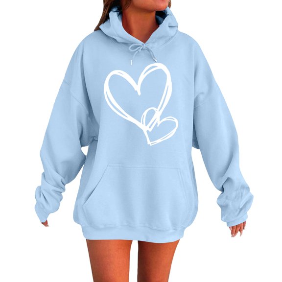 Aoiroe Valentine Sweater For Women Long Sleeve Tshirts Shirts For Women Pullover For Women Trendy Hoodies For Women Valentine Sweatshirt Winter Clothing For Women Women Pullover Sky Blue S