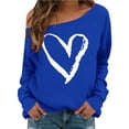 thumbnail image 1 of Aoiroe Woman’s Sweatershirt,Off The Shoulder Long Sleeve Loose Pullover Womens Tunic Tops Long Sleeve Shirts Lightweight Oversized Pullovers Oversized Sweater Blue 5XL, 1 of 5