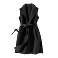 thumbnail image 1 of Aoiroe Women Open Front Lapel Collar Cardigan Vest Button Down Long Sweaters Cardigan Solid Outerwear Coats Black L, 1 of 4