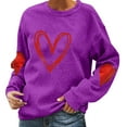 thumbnail image 1 of Aoiroe Women'S Casual Print Long-Sleeve Sweatshirt Valentine'S Day Clothing Womens Fashion Womens Tops Long Sleeve Warm Pullover For Women Womens Pullover Sweatshirt Pullover Hoodie Purple M, 1 of 4