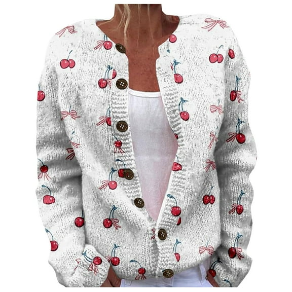 Aoiroe Women'S Clothing Ladies Cardigan Sweaters Fall Sweaters For Women 2025 Plus Size Print Sweaters Womens Long Coat Crochet Sweater Cozy Cardigans For Women Coffee M