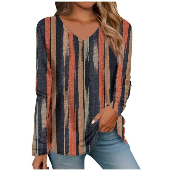 Aoiroe Women Tops Pack Of Long Sleeve Shirts Women Women Fall Clothes Womens V Neck T Shirts Womens Long Sleeve T Shirts Womens Fall Tops Business Casual Tops For Women Womens Tops Trendy Orange L