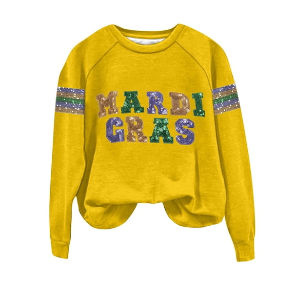 Aoiroe Women's Crew Neck Sweatshirt Loose Pullover Long Sleeve Shirts Soft Tops for Women Fall Clothes 2026 Yellow XL