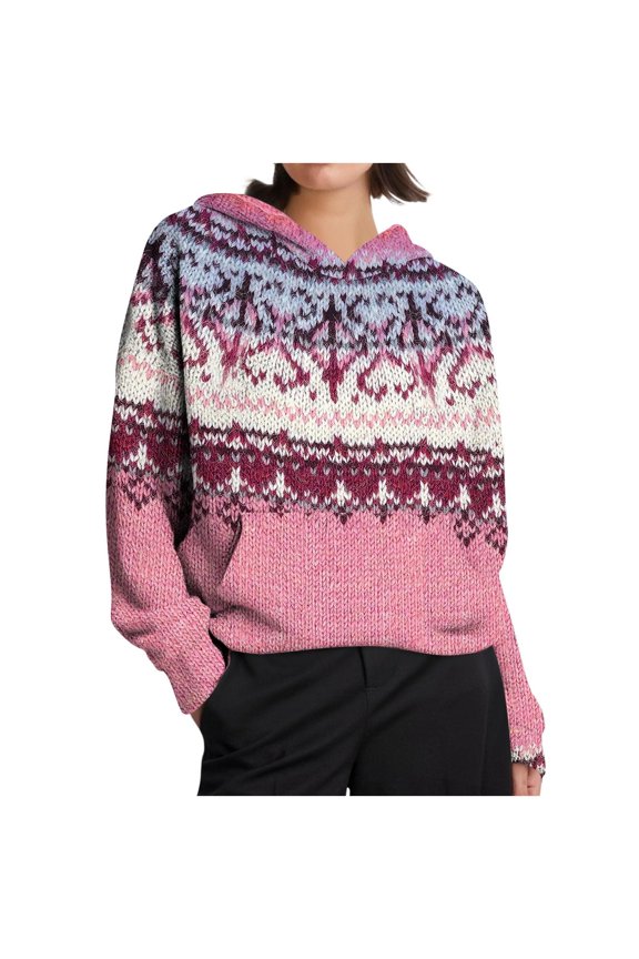 Women's Fair Isle Sweater,Cute Graphic Fall Fashion Pullover Jumper Tops,Women's Fair Isle Sweater,Oversized Casual Fashion Sweaters,Comfy Warm Fall Tops Red 2XL