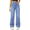 thumbnail image 1 of Aoiroe Women’s High Waisted Baggy Jeans,Long Trousers Baggy Pants Denim Pants with Pockets Wide Leg Denim Pants Y2K 90s Broad Feet Long Denim Pants Stretch Denim Pants Blue S, 1 of 7