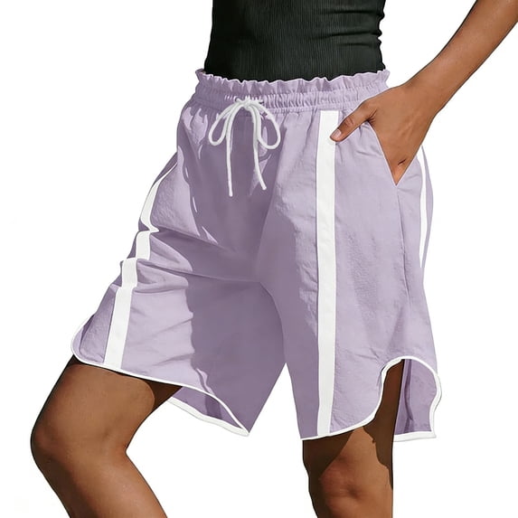Aoiroe Women's Lightweight Hiking Cargo Shorts Quick Dry Athletic Shorts Camping Travel Golf Light Violet 2XL