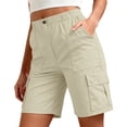 thumbnail image 1 of Aoiroe Women's Lightweight Hiking Cargo Shorts for Running Athletic Camping Travel Golf Beige L, 1 of 6