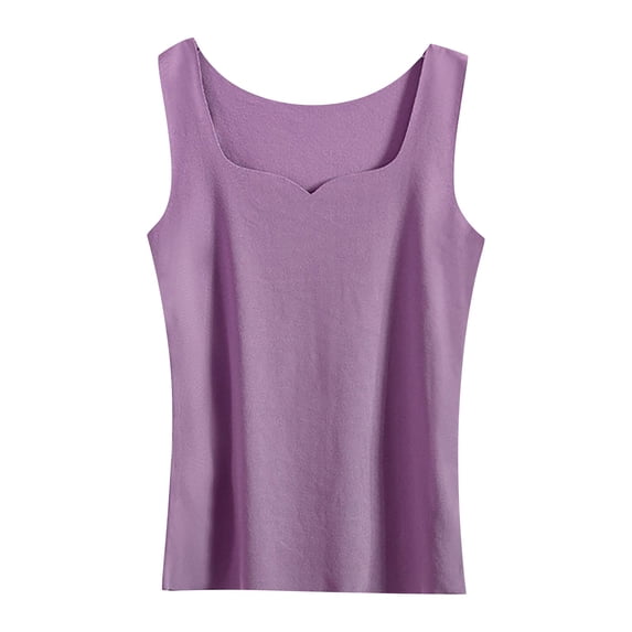 Aoiroe Women's Sleeveless Tops,Solid Color Tunic Tank Tops Basic Sleeveless Casual Workout Cami Shirts Basic Tank Top Shirt Sleeveless Slim Fit Basic Tanks Top Light Violet XL