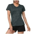 thumbnail image 1 of Aoiroe Women's V-Neck T Shirts Short Sleeve Sun Protection Performance Quick Dry Athletic Workout Tee Tops Black XL, 1 of 9