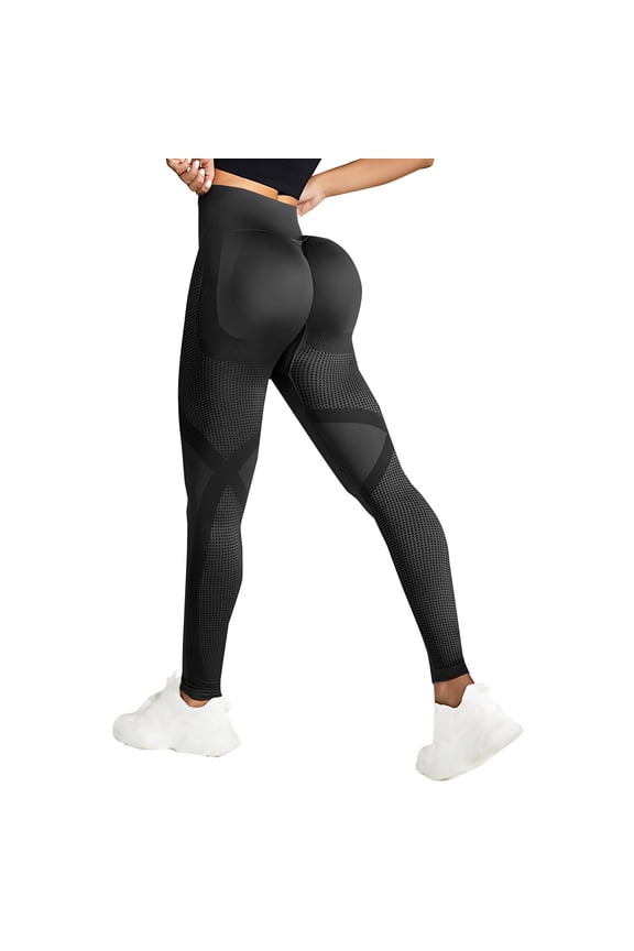 Women's Yoga Pants 7/8 High Waisted Workout Yoga Leggings for Women Butt Lifting Tummy Control Booty Tights A-Black M