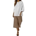 thumbnail image 1 of Aoiroe Womens Capri Set,Short Sleeve Travel Outfits with Wide Leg Crop Pants Loose Fit Short Sleeve Tank Tops Wide Leg Pant Sets Casual Boho Matching Set White M, 1 of 3