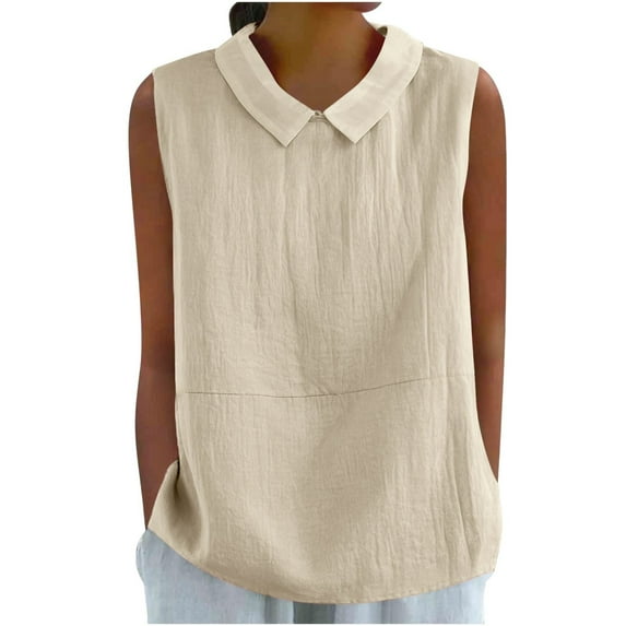 Aoiroe Womens Cotton Linen Tank Tops,Women Clothing Trendy 2025 Sleeveless Fitted Shirt Slimming Tops for Women Womens Casual Tops Sleeveless Shirts for Women Casual Beige L