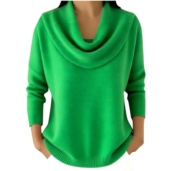 Aoiroe Womens Cowl Neck Tunic Tops,Womens Long Sleeve Tops Crew Neck Basic T Shirt, Warm Tops, Lightweight Casual Tunic Tops, Tunic Sweater, Long Sleeve Shirts for Women, Green XL