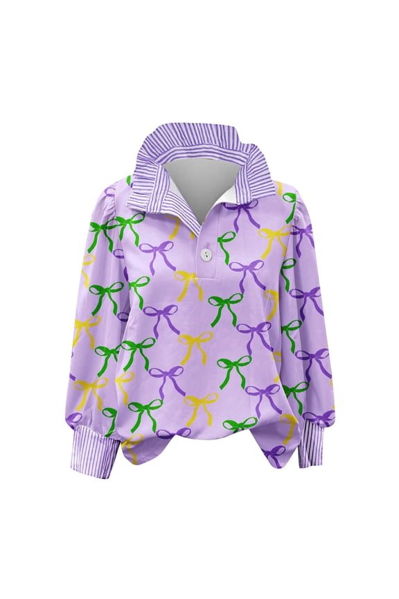 Womens Cropped Striped Button Down Shirts Ruffle Long Length Sleeve Summer Tops Dressy Casual Blouses Dark Purple S