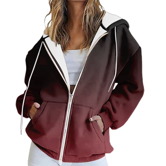Aoiroe Womens Jackets Casual,Lightweight Sweatshirt,Women'S Fashion Hoodies & Sweatshirts,Fall Basic Clothes 2025,Oversized Sweatshirt,Fall Tops,Warm Clothes For Women,Red,2XL
