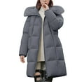 thumbnail image 1 of Aoiroe Womens Long Coat Womens Fall Jackets Womens Cotton Coats For Women Down Jacket Womens Long Puffer Coat Oversized Casual Loose Solid Lined Rain Jacket Women Waterproof Gray S, 1 of 4