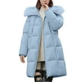 thumbnail image 1 of Aoiroe Womens Long Coat Womens Fall Jackets Womens Cotton Coats For Women Down Jacket Womens Long Puffer Coat Oversized Casual Loose Solid Lined Rain Jacket Women Waterproof Light blue M, 1 of 4