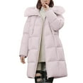 thumbnail image 1 of Aoiroe Womens Long Coat Womens Fall Jackets Womens Cotton Coats For Women Down Jacket Womens Long Puffer Coat Oversized Casual Loose Solid Lined Rain Jacket Women Waterproof Pink XL, 1 of 4