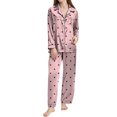 thumbnail image 1 of Aoiroe Womens Loungewear Set Valentines Pajamas For Women Casual Outfits For Women Satin Pajamas Pj Sets For Women Womens Matching Sets Button-Down Satin Pajamas Sleepwear Soft Pajama Set Pink L, 1 of 4