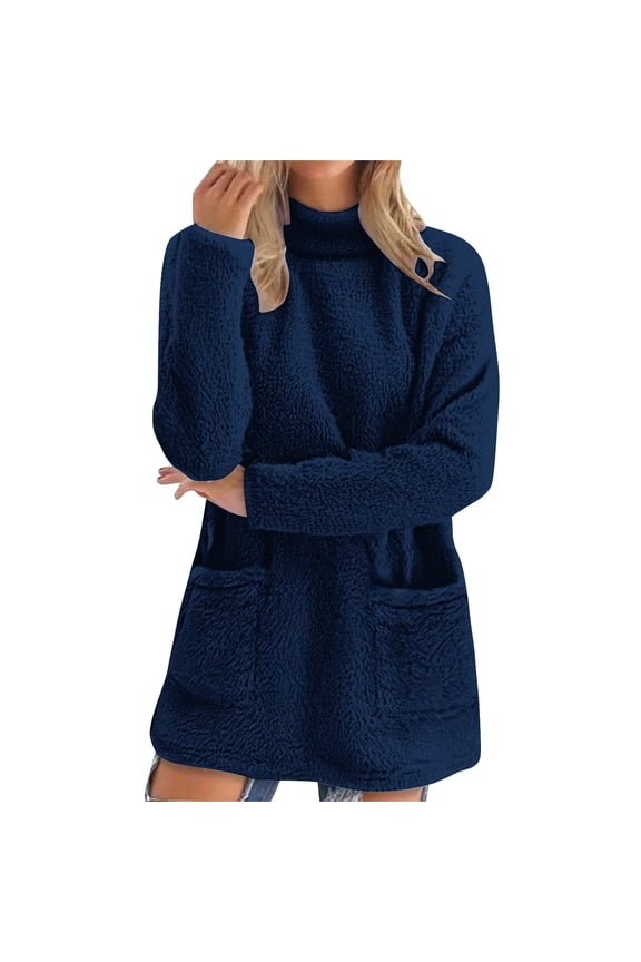 Womens Oversized Sweatshirts Turtleneck Pullover Long Sleeve Hoodies Tops Fall Fashion Outfits 2026 Clothes Navy M