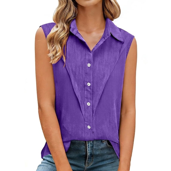 Aoiroe Womens Sleeveless Tank Tops,Crew Neck Gauze Camisole Fashion Summer Tees Summer Clothes Fashion Outfits Spring Summer Tops for Women Basic Shirt Gauze Shirt Dark Purple L
