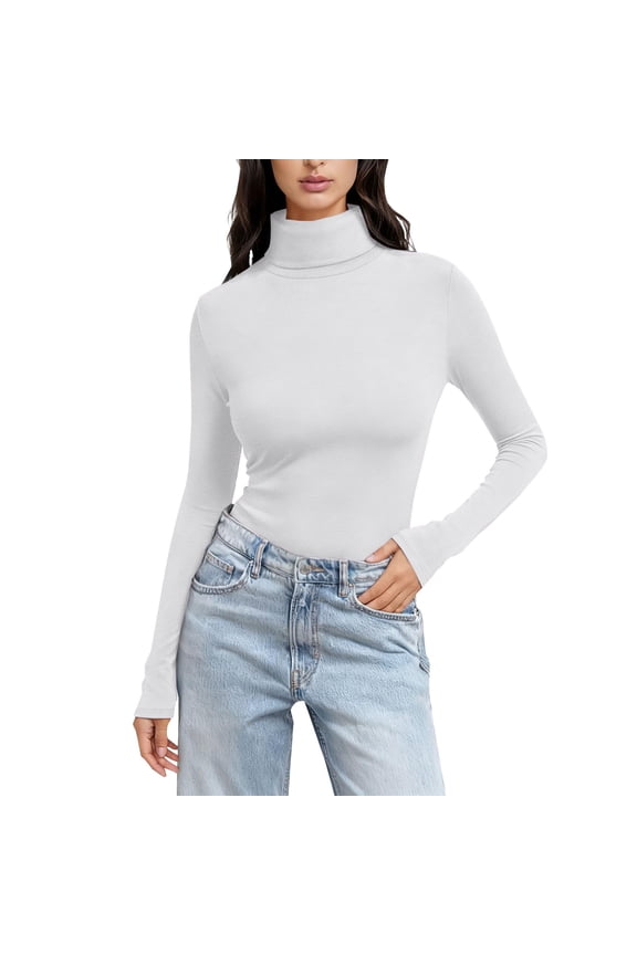 Womens Slim Fitted Mock Turtleneck Tops,Thermal Active Layer Shirts Compression Tight Fitted Clothes Warm Long Sleeve Shirts Long Sleeve Undershirt Long Sleeve Layer Tops White S