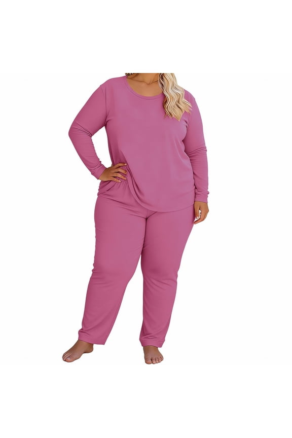 Womens Thermal Underwear Set,Lightweight Base Layer Cold Weather Women Long Johns Base Layer Top and Bottom Sets Warm Loungewear Women Cold Weather Top Bottom Light Violet 4XL