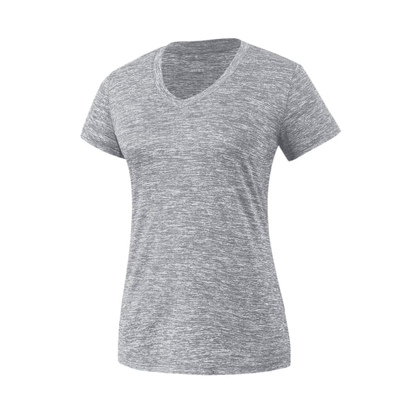 Aoiroe Yoga Shirts for Women - Exercise Workout Tops, Athletic Short Sleeves, Running T-Shirts Loose Fit Gray L