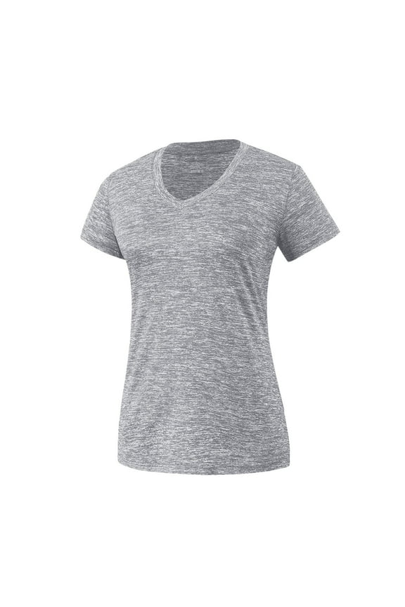 Yoga Shirts for Women - Exercise Workout Tops, Athletic Short Sleeves, Running T-Shirts Loose Fit Gray M