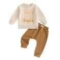 thumbnail image 1 of Aojekbee 2-Piece Toddler Boys Sweatsuit Set Letter Print Long Sleeve Round Neck Tops Drawstring Long Trousers Outfits, 1 of 10