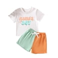 thumbnail image 1 of Aojekbee 2Pcs Baby Boy Summer Outfits Short Sleeve T-Shirt + Contrast Color Shorts Set Infant Clothes, 1 of 10