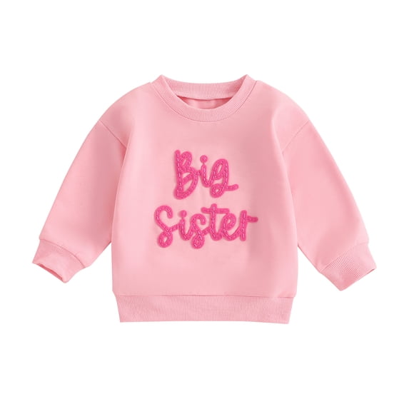 Aojekbee Autumn Sweatshirts for Girls Long Sleeve Crewneck Letter Embroidery Loose Fit Pullover Tops