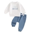 thumbnail image 1 of Aojekbee Baby Boy 2Pcs Fall Outfits Long Sleeve Letter Embroidery Sweatshirt + Pants Set Spring Clothes, 1 of 10