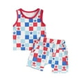 thumbnail image 1 of Aojekbee Baby Boy 4th of July Outfit, Star Print Round Neck Sleeveless Tank Tops Checkerboard Elastic Waist Shorts Toddler Summer Set, 1 of 10