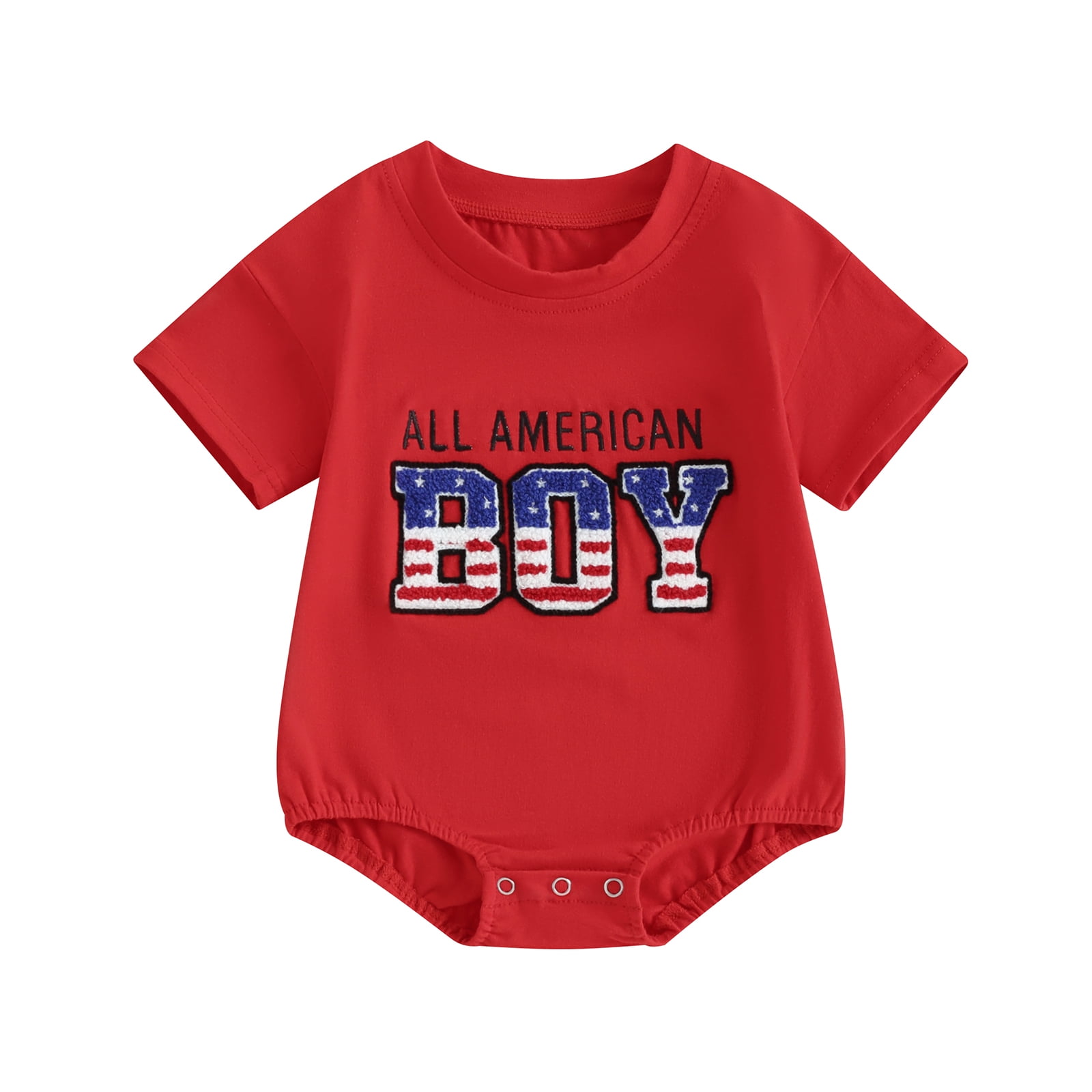 Aojekbee Baby Boy 4th of July Romper Casual Round Neck Short Sleeve